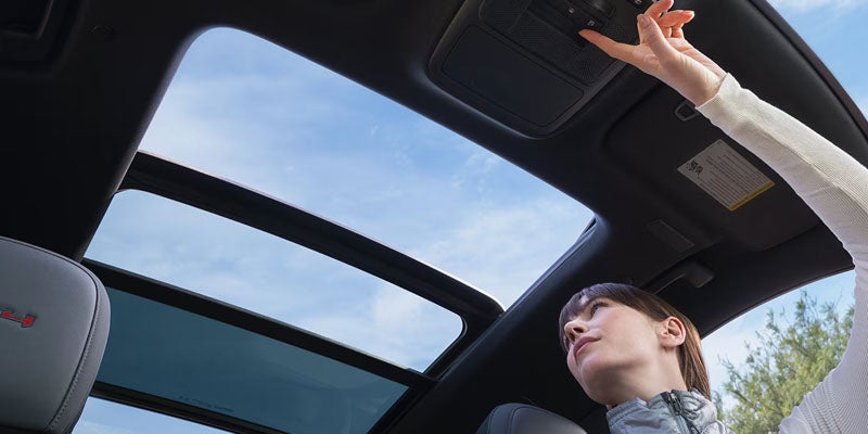 GMC Acadia panoramic sunroof interior view